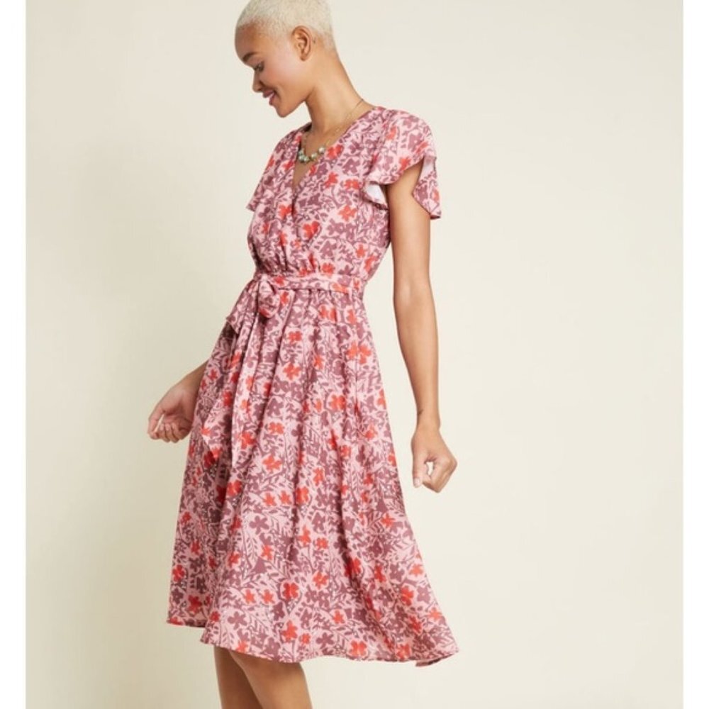 ModCloth dress M‎ pink Fits of Bliss short sleeve Cottagecore